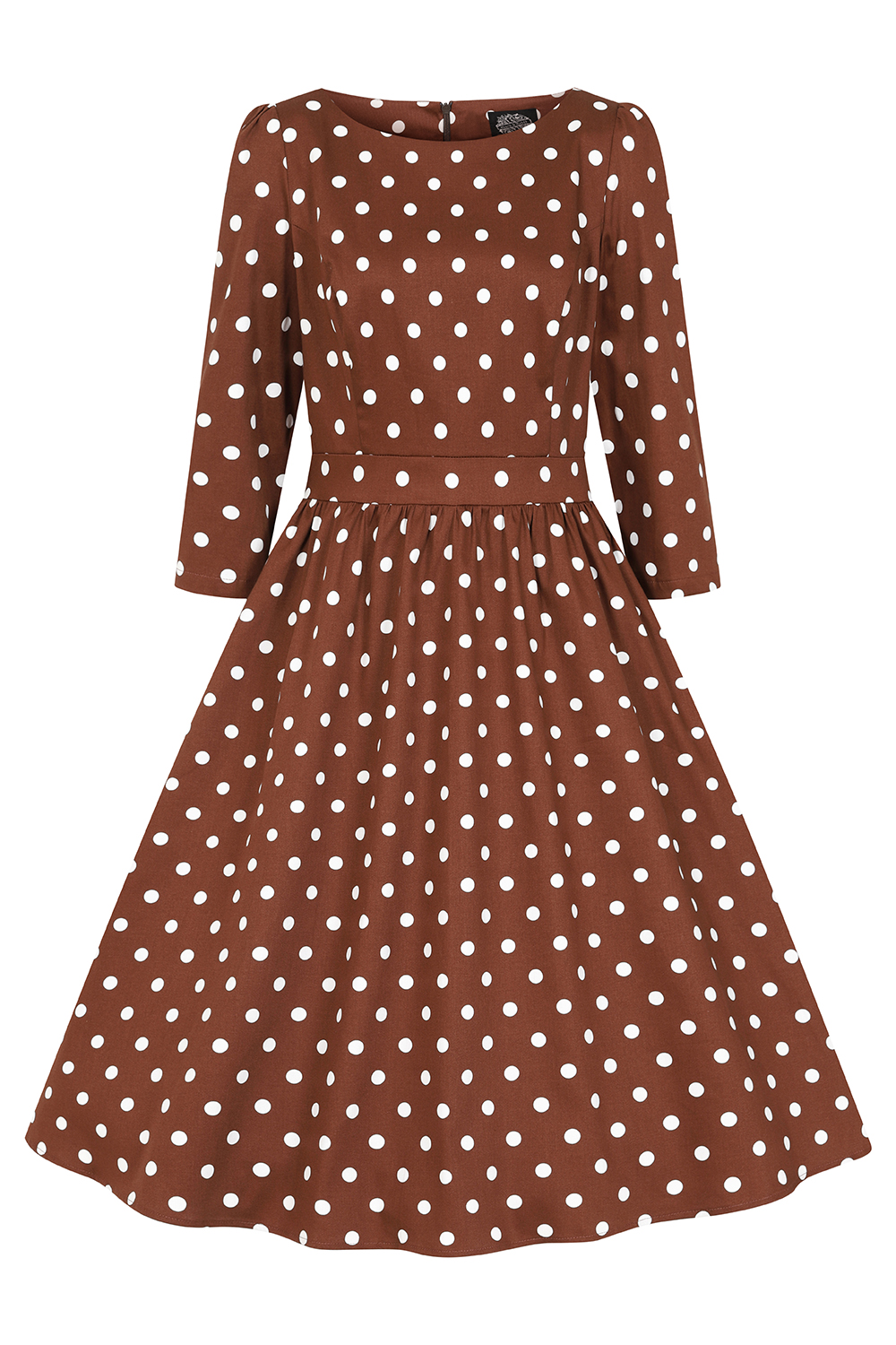 Milana Polka Dot Swing Dress in Brown